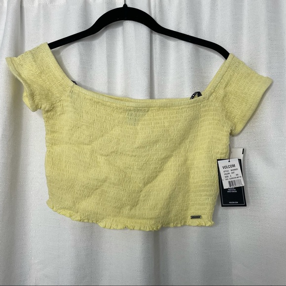 NWT Volcom Yellow Sinched Crop Top - Picture 2 of 8